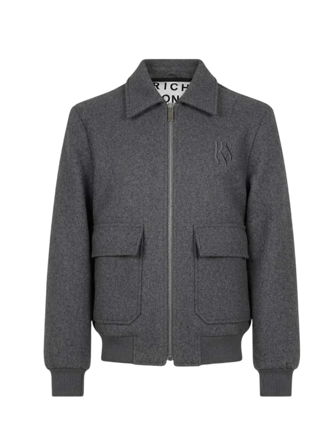 John Richmond giacca uomo in panno con zip Konava grigio melange