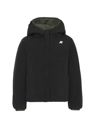 K-Way piumino reversibile bambino Jack con cappuccio nero verde militare K71337W DBZ K-WAY 