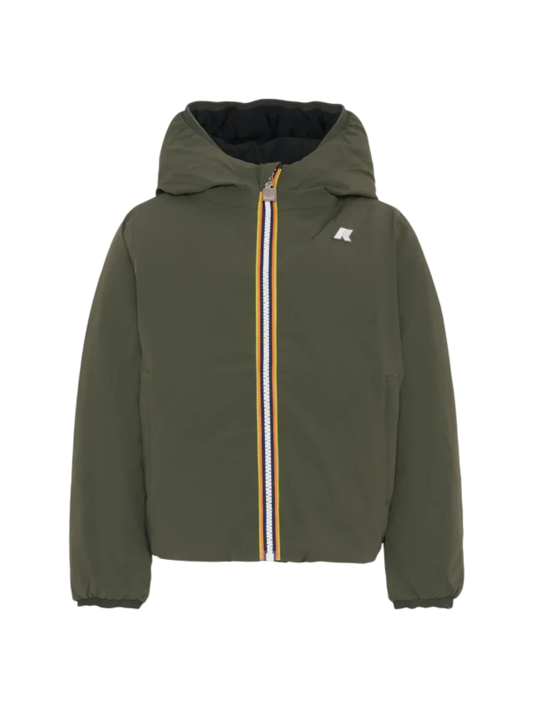 K-Way piumino reversibile bambino Jack con cappuccio nero verde militare