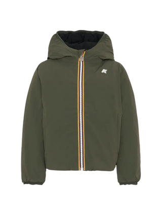 K-Way piumino reversibile bambino Jack con cappuccio nero verde militare K71337W DBZ K-WAY 