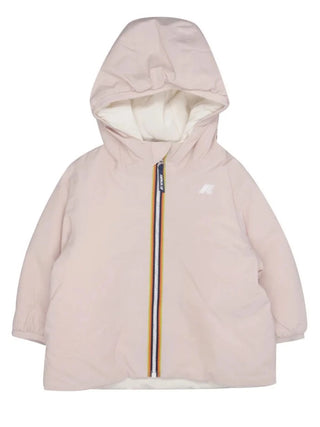 K-Way piumino reversibile neonata Jack con cappuccio bianco rosa K71338W DCT K-WAY