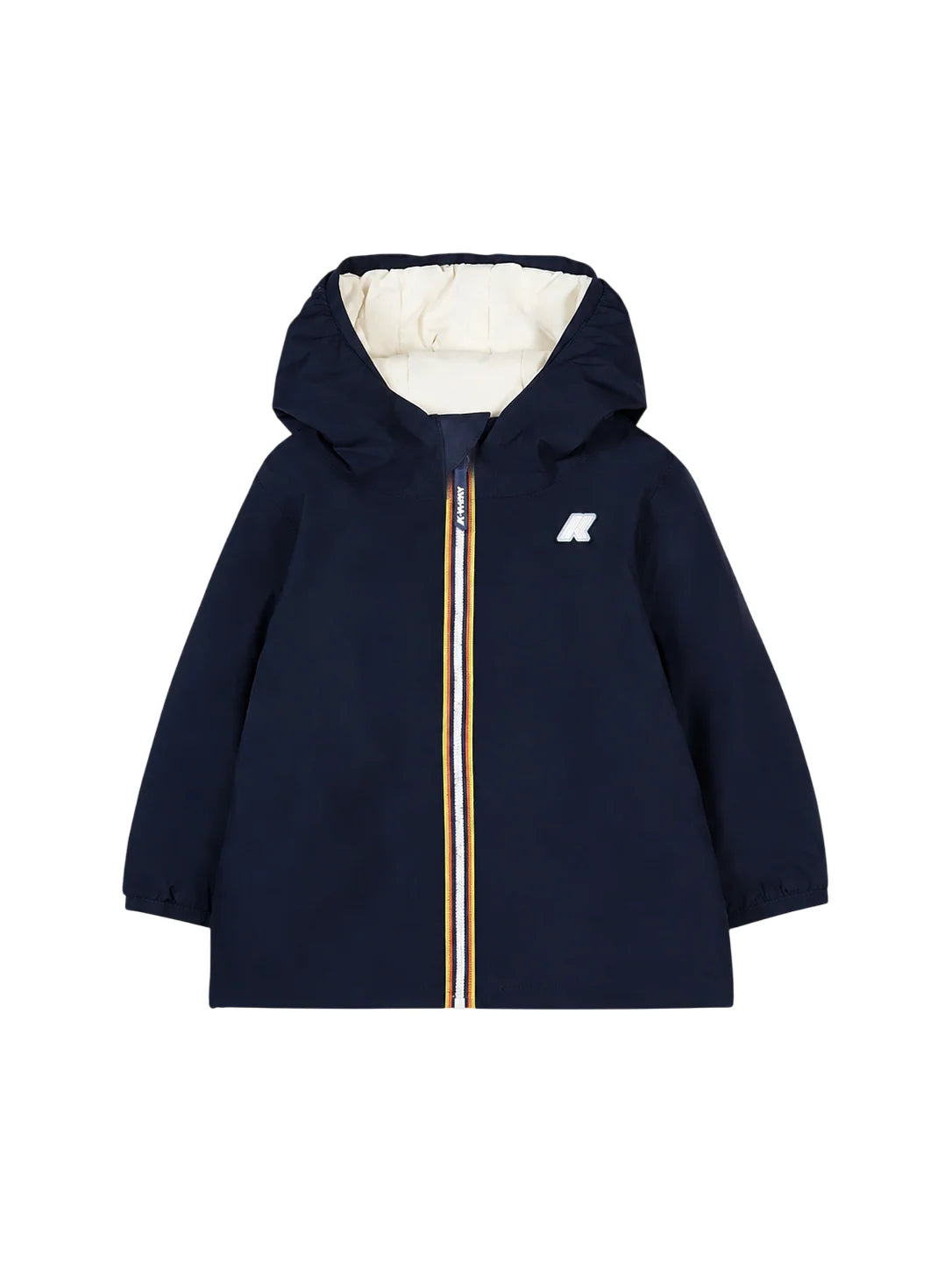 K-Way piumino reversibile neonato Jack con cappuccio blu bianco