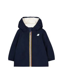 K-Way piumino reversibile neonato Jack con cappuccio blu bianco