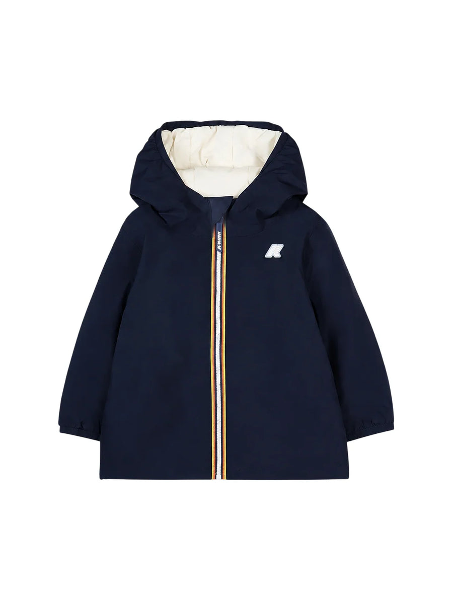 K-Way piumino reversibile neonato Jack con cappuccio blu bianco