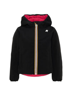 K-Way giubbino bambina Lily con cappuccio nero fucsia