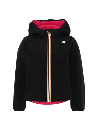 K-Way giubbino bambina Lily con cappuccio nero fucsia