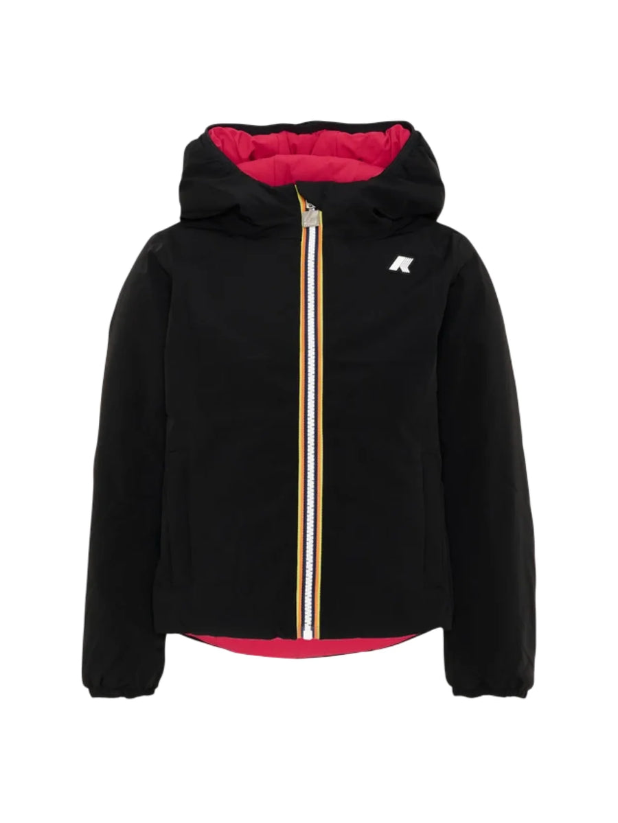 K-Way giubbino bambina Lily con cappuccio nero fucsia