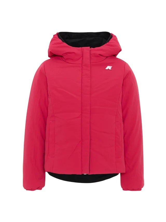 K-Way giubbino bambina Lily con cappuccio nero fucsia