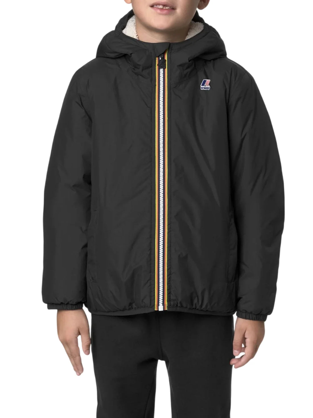 K-way piumino Le Vrai bambino con cappuccio nero