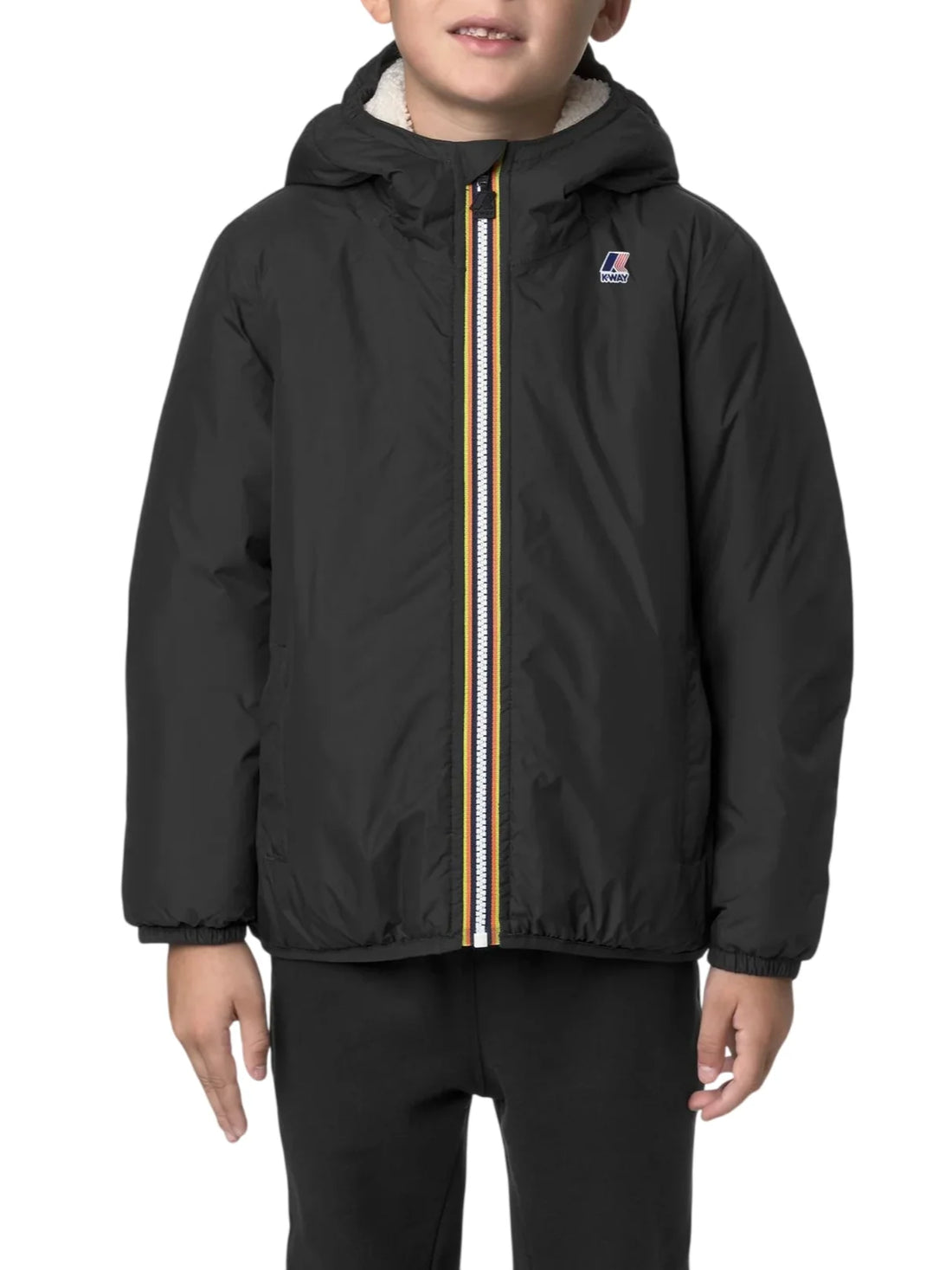 K-way piumino Le Vrai bambino con cappuccio nero