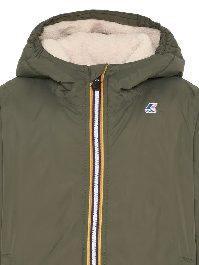 K-Way piumino unisex bambino Le Vrai Claude con cappuccio verde militare