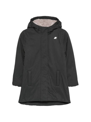 K-Way piumino lungo unisex bambino con cappuccio nero grigio