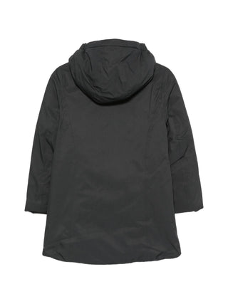 K-Way piumino lungo unisex bambino con cappuccio nero grigio