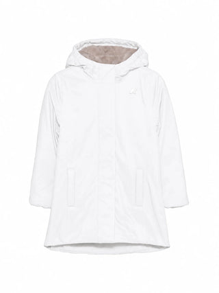 K-Way piumino lungo unisex bambino con cappuccio bianco grigio