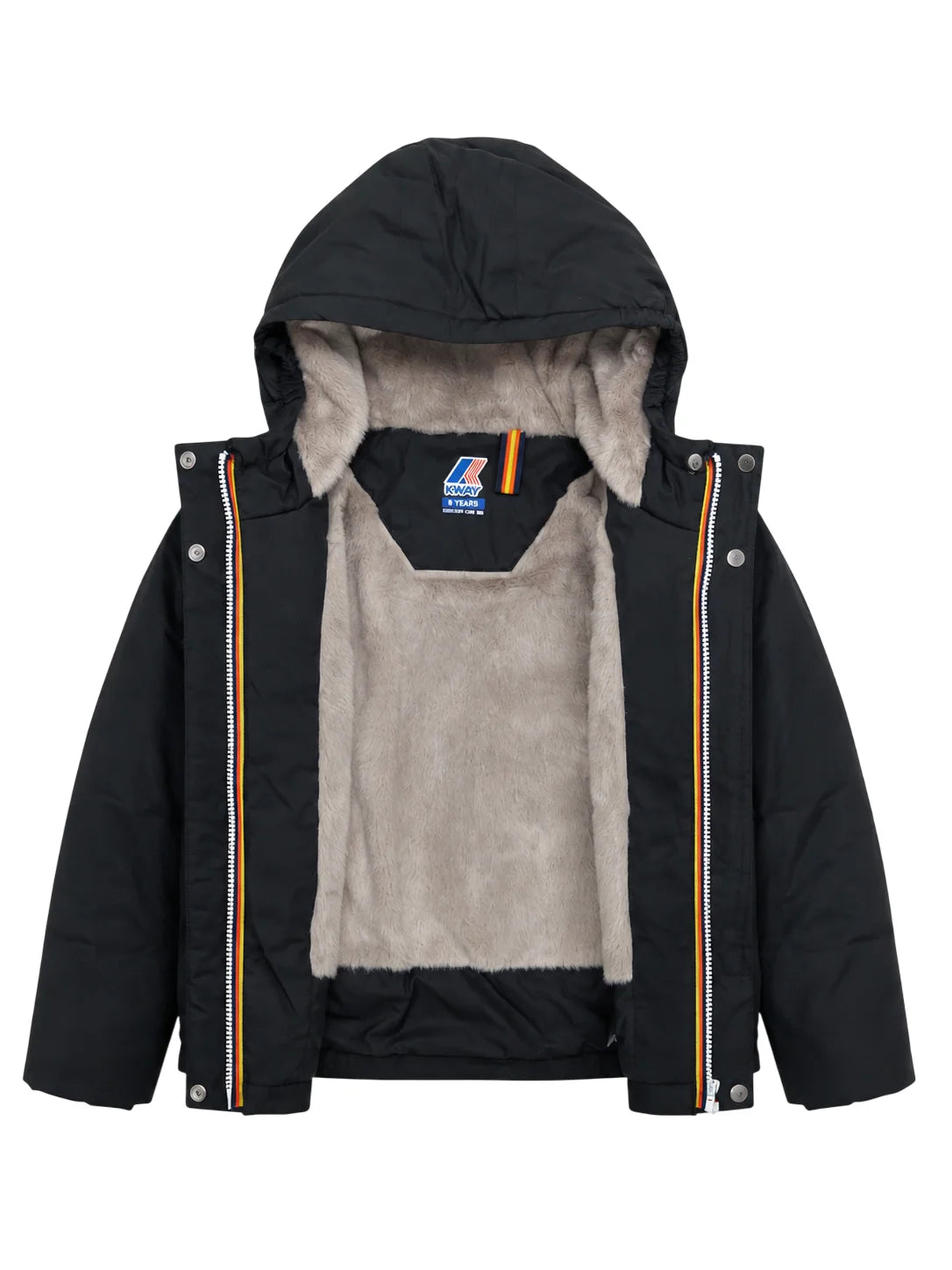 K-Way giubbino imbottito unisex bambino con cappuccio nero grigio
