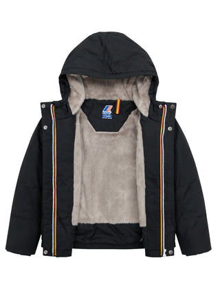 K-Way giubbino imbottito unisex bambino con cappuccio nero grigio K81529W DCB K-WAY 