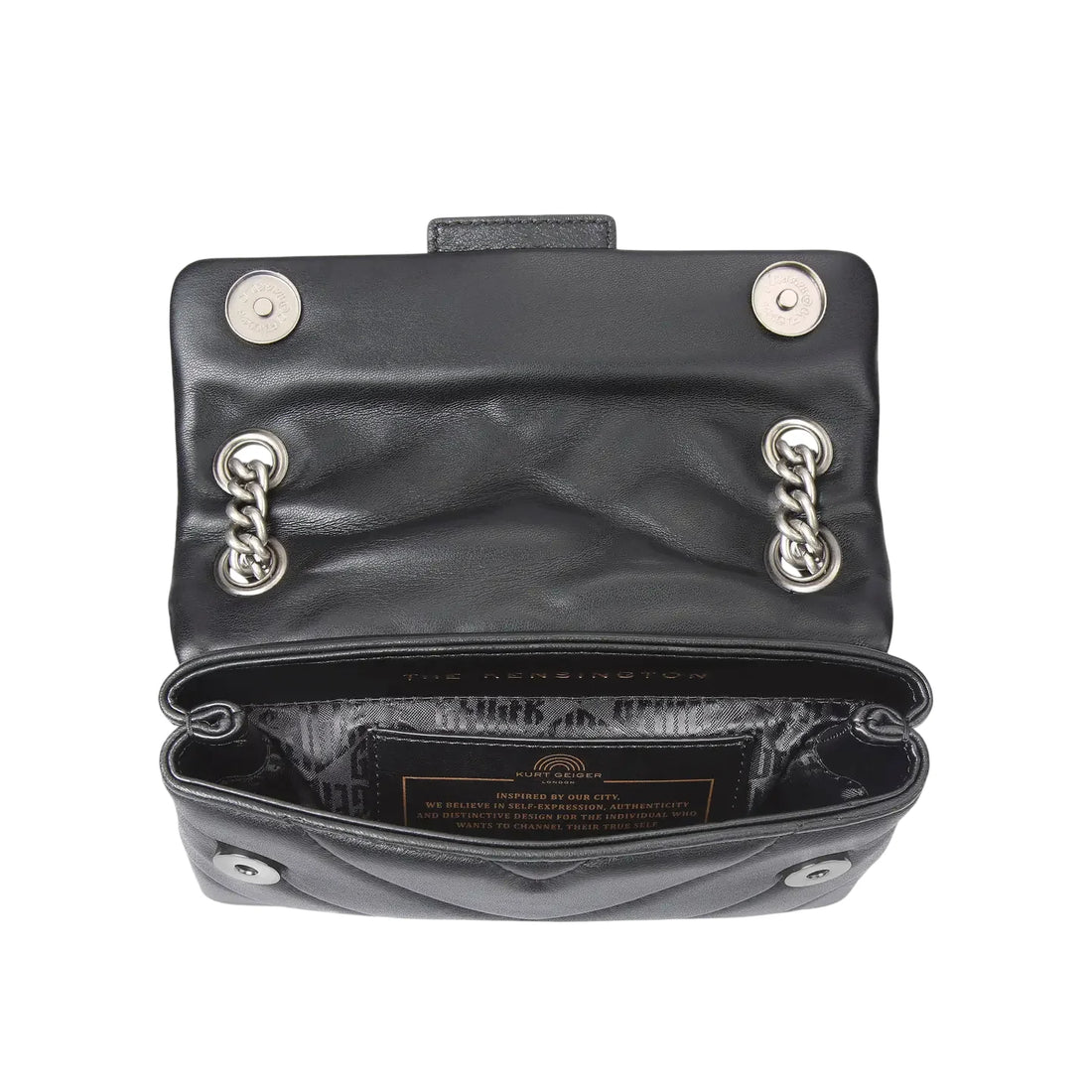 Kurt Geiger borsa donna Kensington mini in pelle trapuntata nero argento