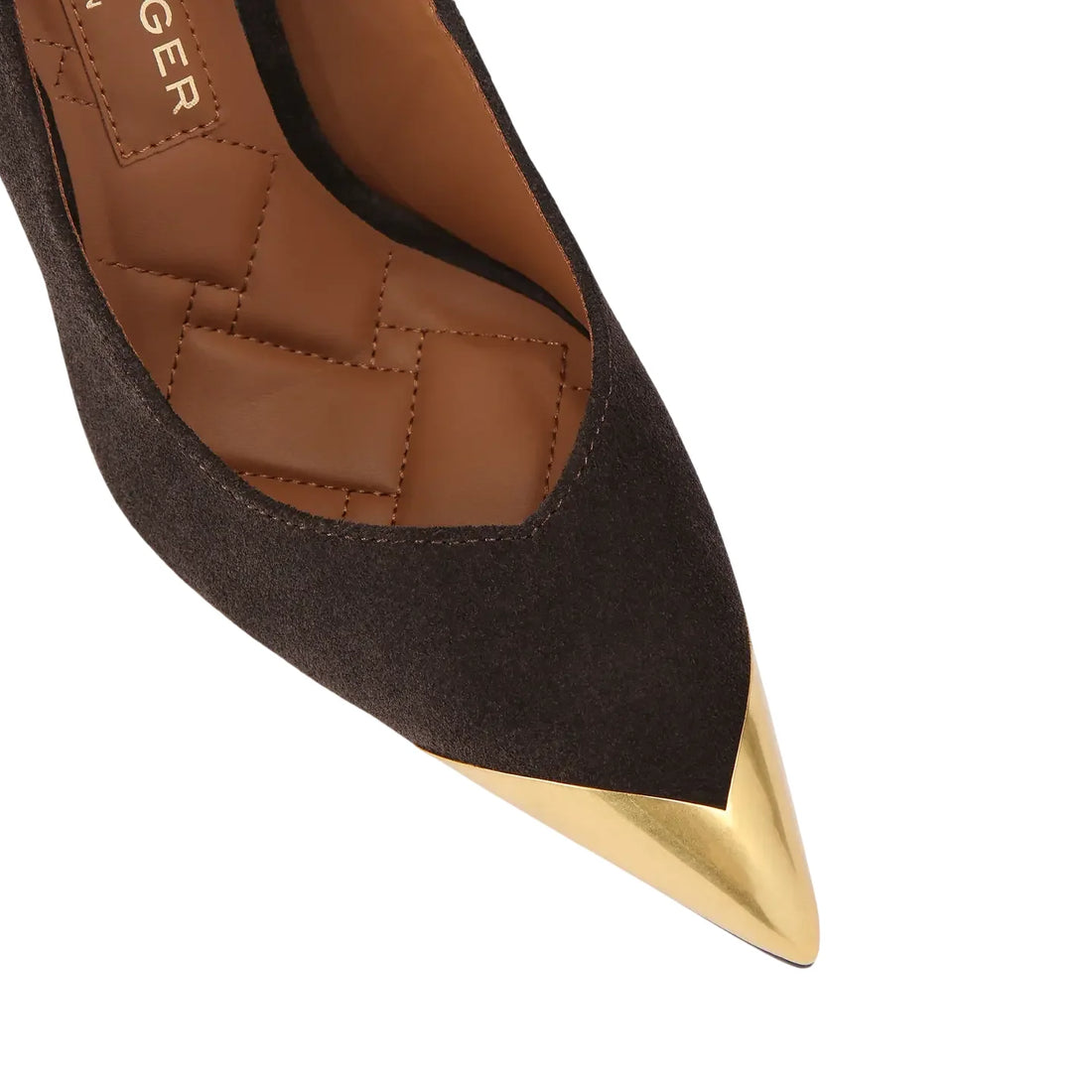 Kurt Geiger decollete a punta in suede con dettaglio metallico marrone moro