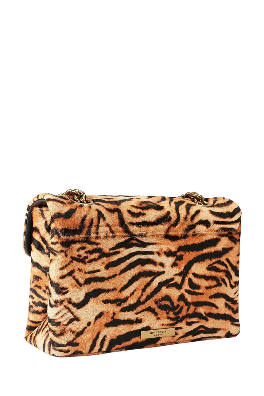 Kurt Geiger borsa a spalla donna in cavallino animalier beige nero