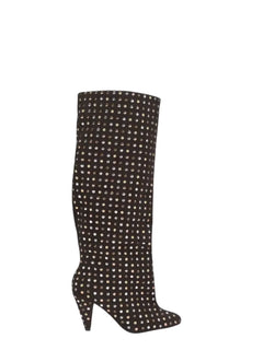 Kurt Geiger stivali alti in pelle scamosciata con borchie marrone