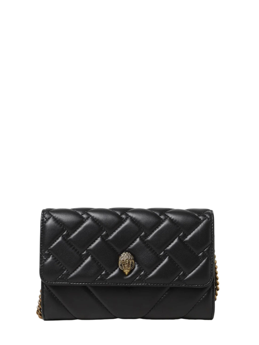Kurt Geiger pochette in pelle trapuntata con tracolla Kensington nero oro