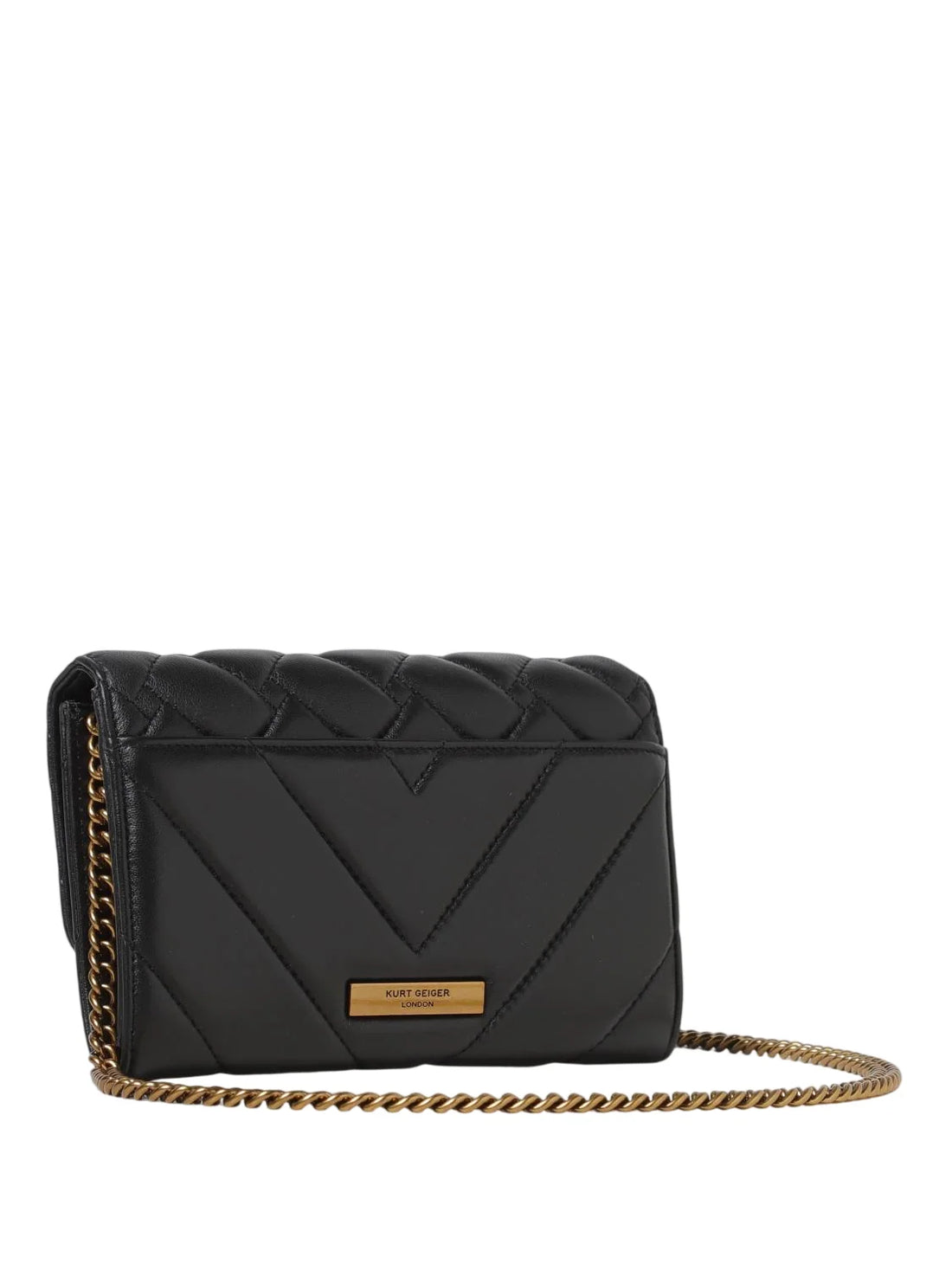 Kurt Geiger pochette in pelle trapuntata con tracolla Kensington nero oro