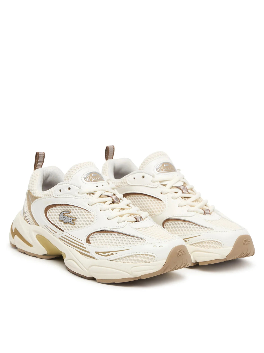 Lacoste sneakers donna Storm 96 in mesh ed ecopelle panna