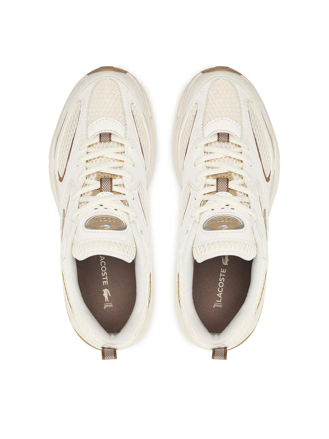 Lacoste sneakers donna Storm 96 in mesh ed ecopelle panna