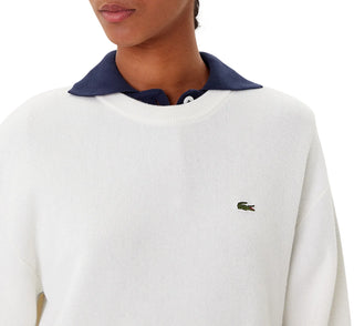 Lacoste maglia girocollo donna misto lana panna AF4158 70V LACOSTE