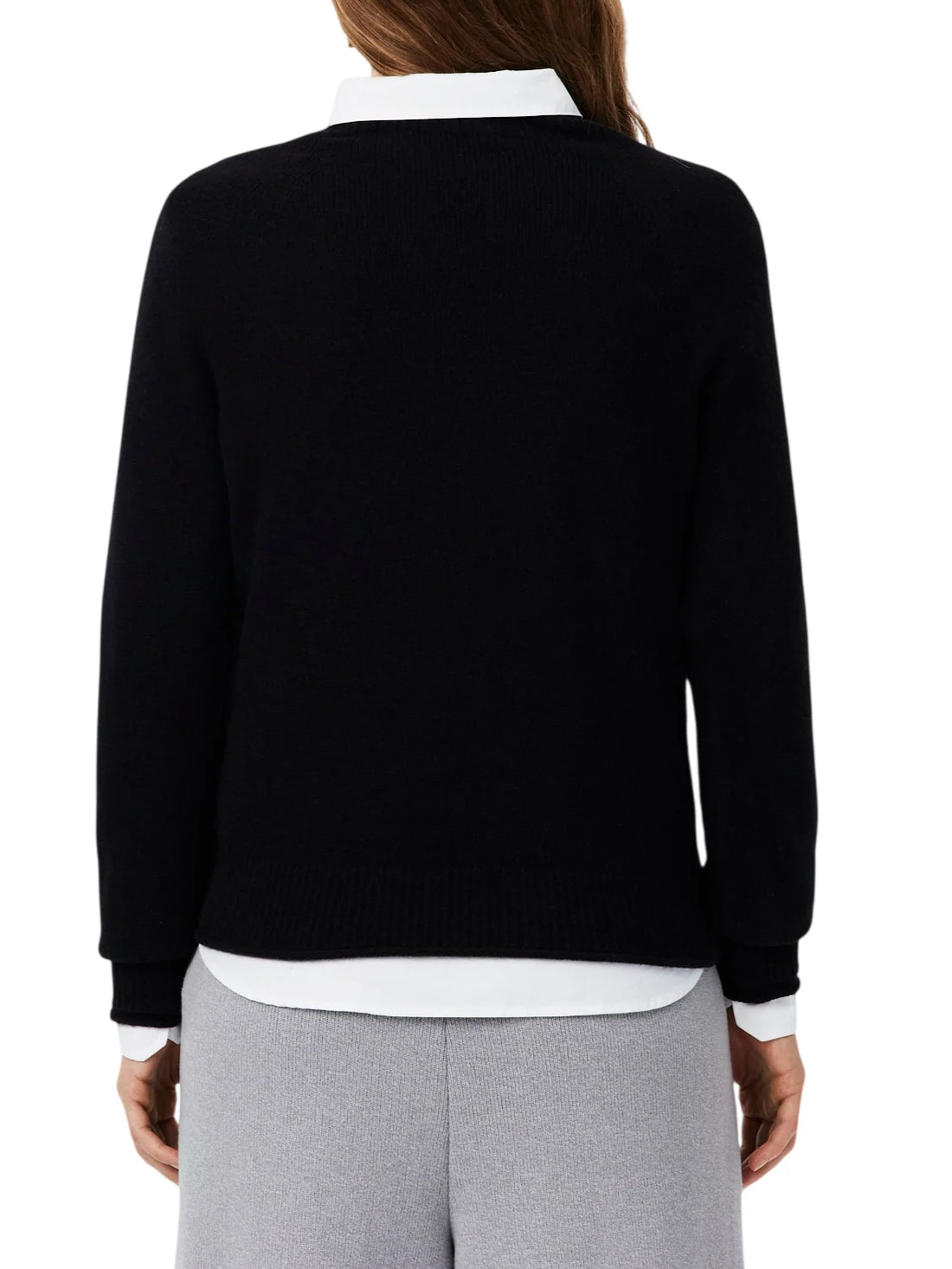 Lacoste maglia girocollo donna in lana Merinos nero