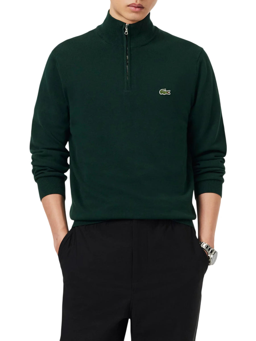 Lacoste maglia pullover mezza zip verde scuro
