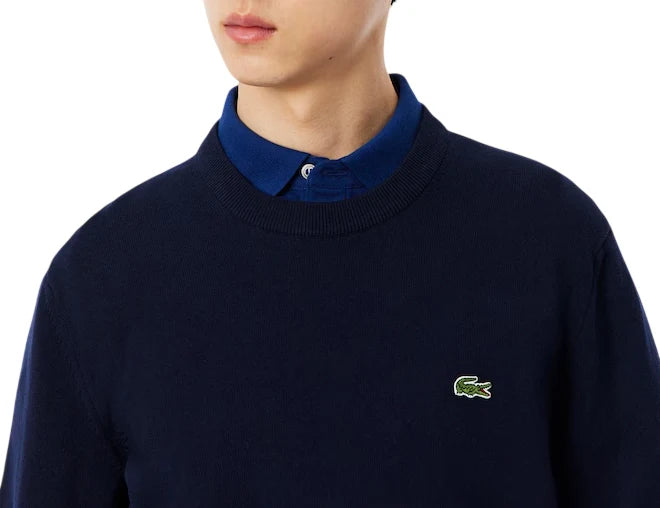 Lacoste maglia girocollo uomo in cotone blu