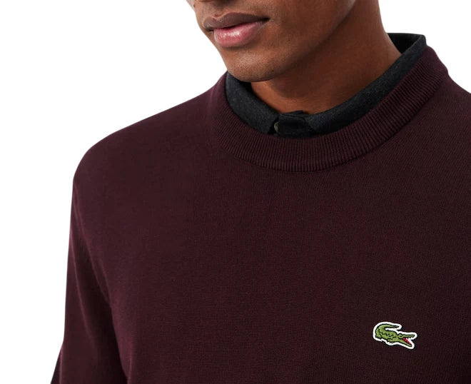 Lacoste maglia girocollo uomo in cotone bordeaux