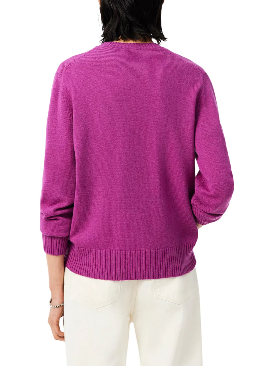 Lacoste maglia girocollo uomo in pura lana magenta AH2916 ZK2 LACOSTE 