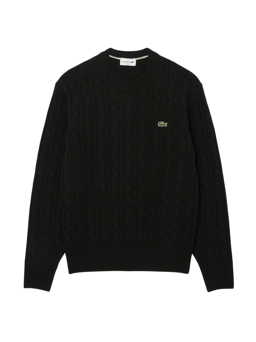 Lacoste maglia girocollo uomo in lana con trecce verde AH2924 GJP LACOSTE 