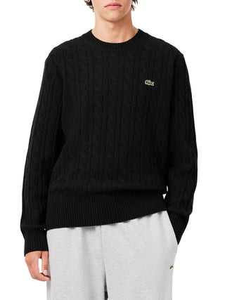 Lacoste maglia girocollo uomo in lana con trecce verde AH2924 GJP LACOSTE 