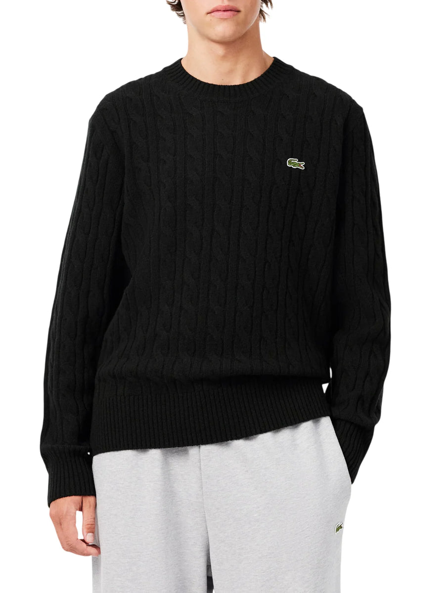 Lacoste maglia girocollo uomo in lana con trecce verde AH2924 GJP LACOSTE 