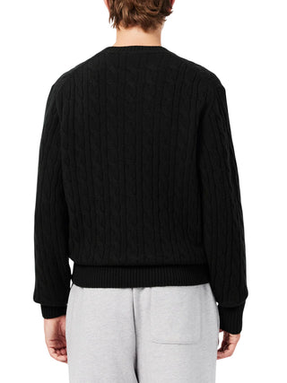 Lacoste maglia girocollo uomo in lana con trecce verde AH2924 GJP LACOSTE 