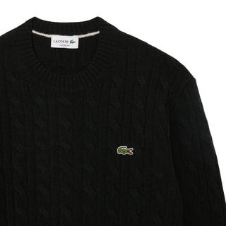 Lacoste maglia girocollo uomo in lana con trecce verde AH2924 GJP LACOSTE