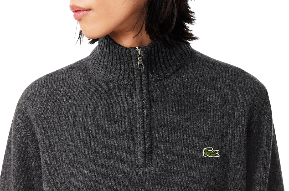 Lacoste maglia uomo in lana con zip grigio