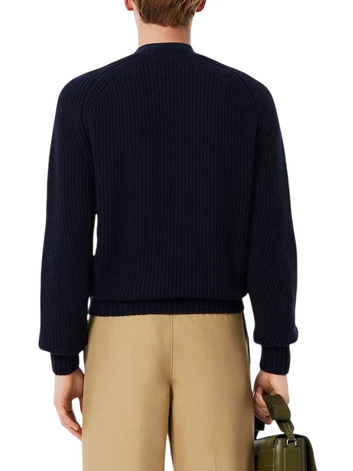 Lacoste maglia girocollo uomo in pura lana blu