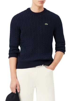Lacoste maglia uomo con trecce misto cotone blu AH7627 802 LACOSTE 