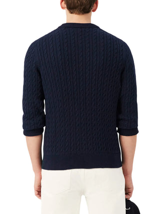 Lacoste maglia uomo con trecce misto cotone blu AH7627 802 LACOSTE