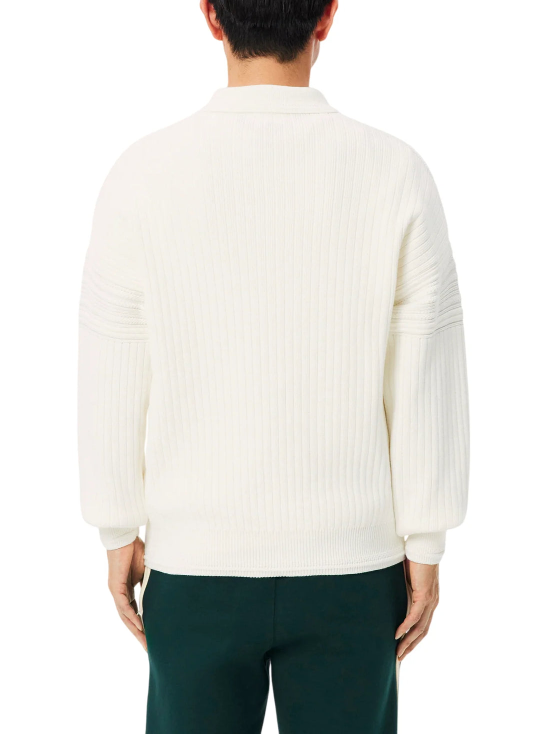 Lacoste polo in maglia uomo relaxed fit panna