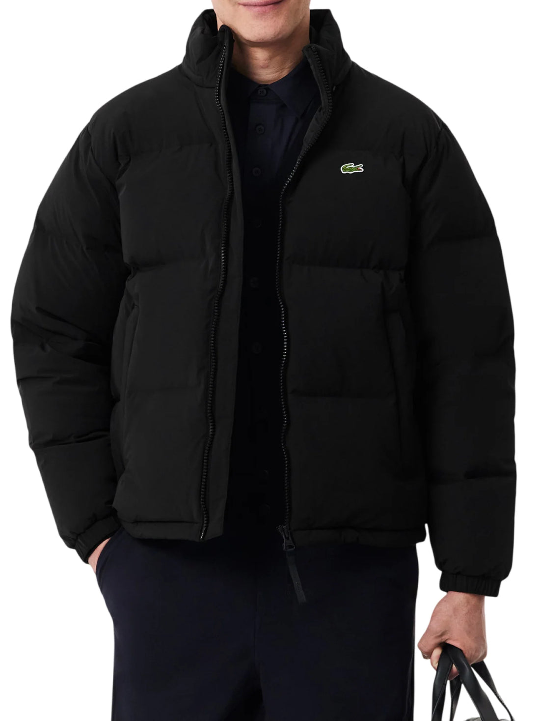 Lacoste piumino uomo impermabile con cappuccio nero