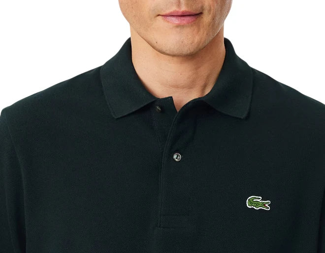 Lacoste polo manica lunga 12.12  in piquè verde scuro