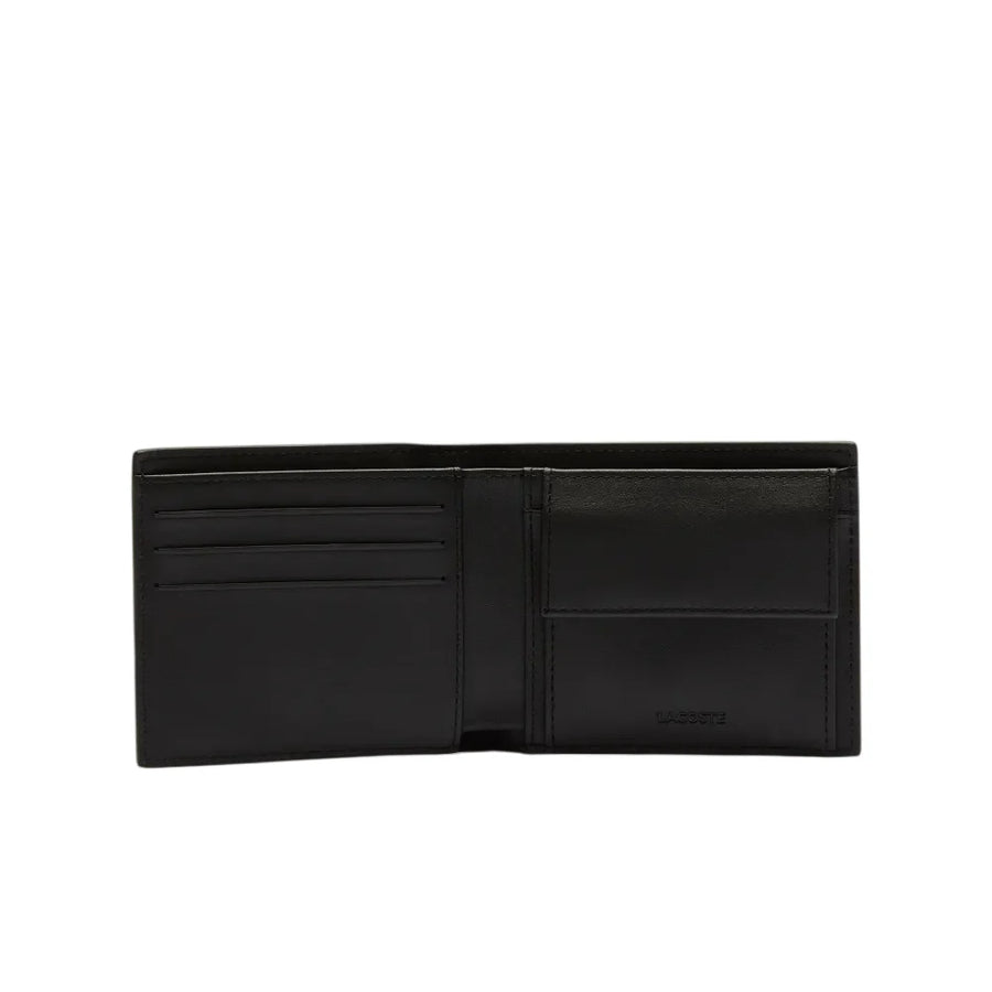 Lacoste portafogli uomo in pelle liscia nero
