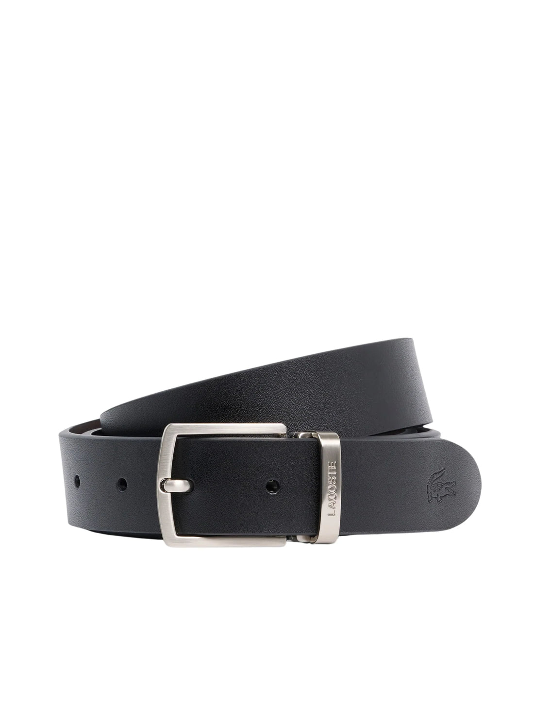 Lacoste cintura in pelle reversibile uomo nero marrone