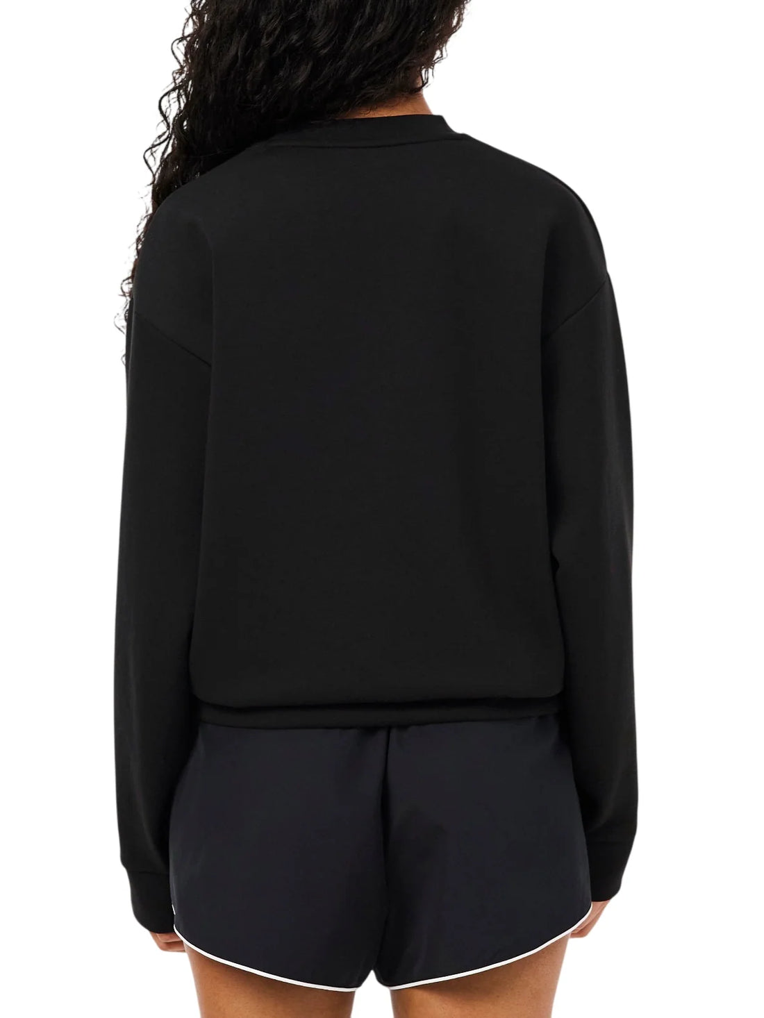 Lacoste felpa donna in tessuto interlock nero