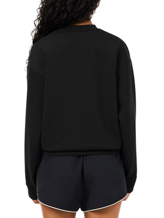 Lacoste felpa donna in tessuto interlock nero SF8874 031 LACOSTE